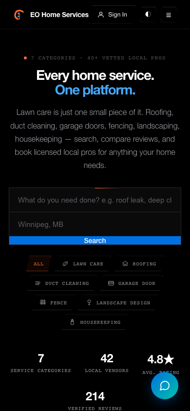 Home Services mobile responsive layout